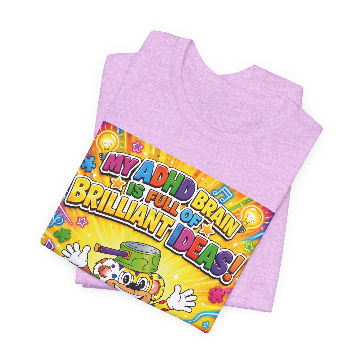 Potz™ Unisex Jersey Short Sleeve Tee – "My ADHD Brain is Full of Brilliant Ideas!" Graphic Tee | Smile Universe Collection