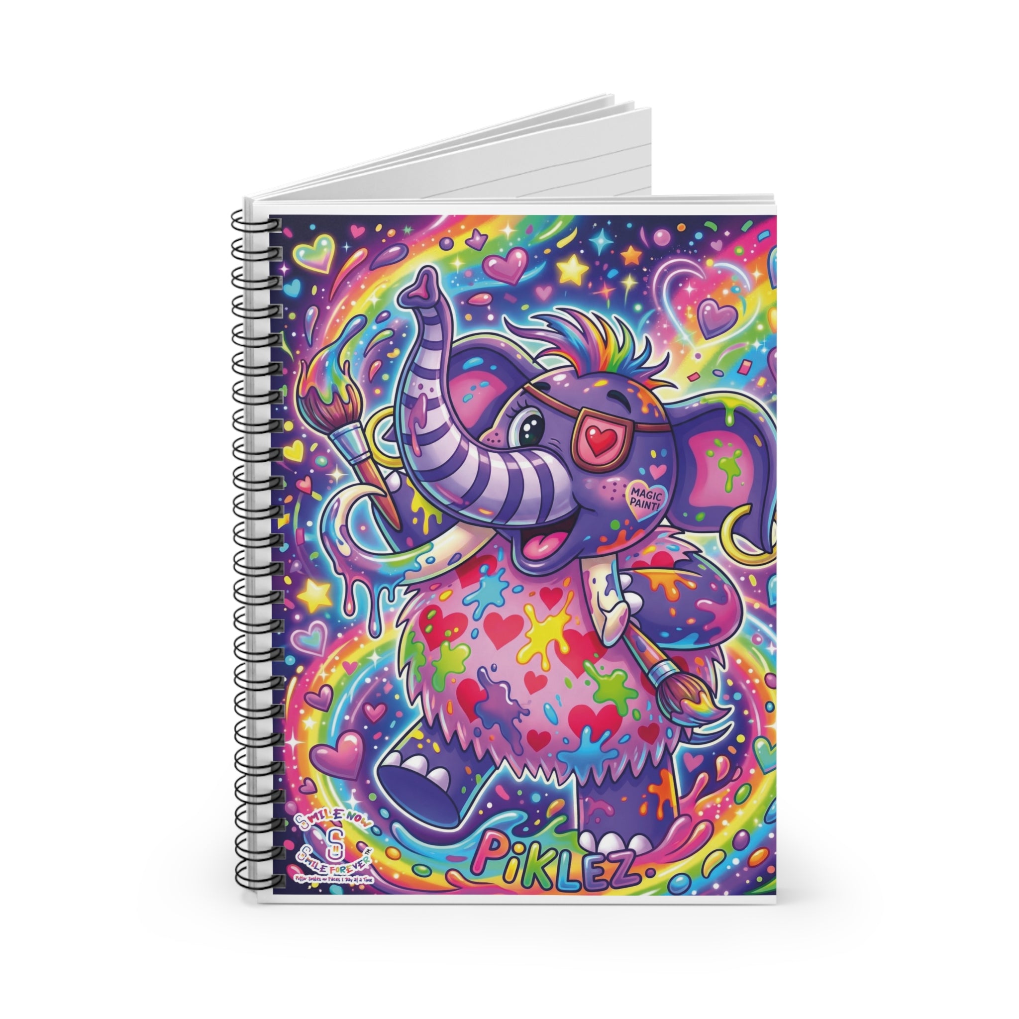 Piklez™ Spiral Notebook – Ruled Line | "Magic Paint!" Graphic | Smile Universe Collection