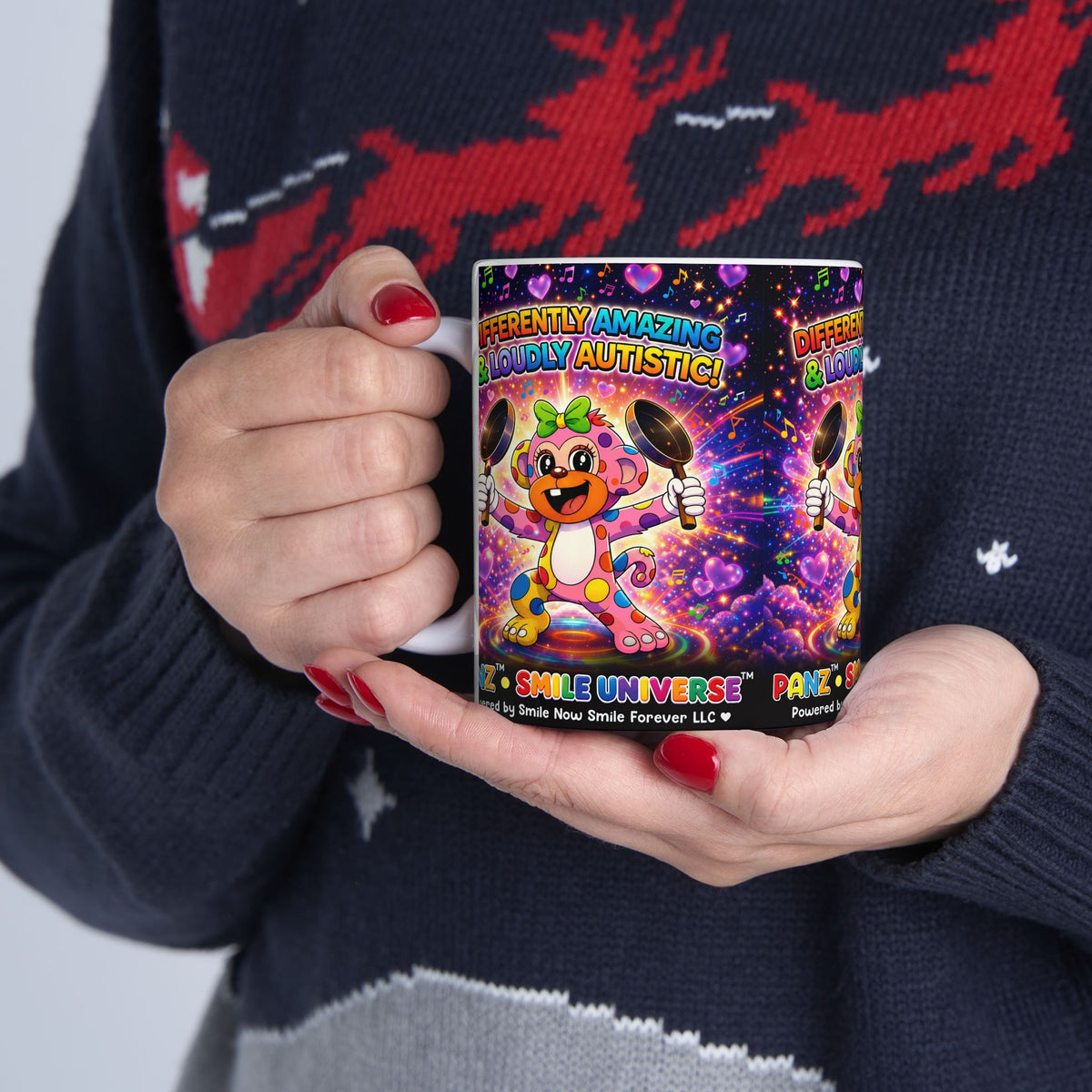 Panz™ Ceramic Mug (11oz & 15oz) – "Differently Amazing & Loudly Autistic!" Graphic | Smile Universe Collection