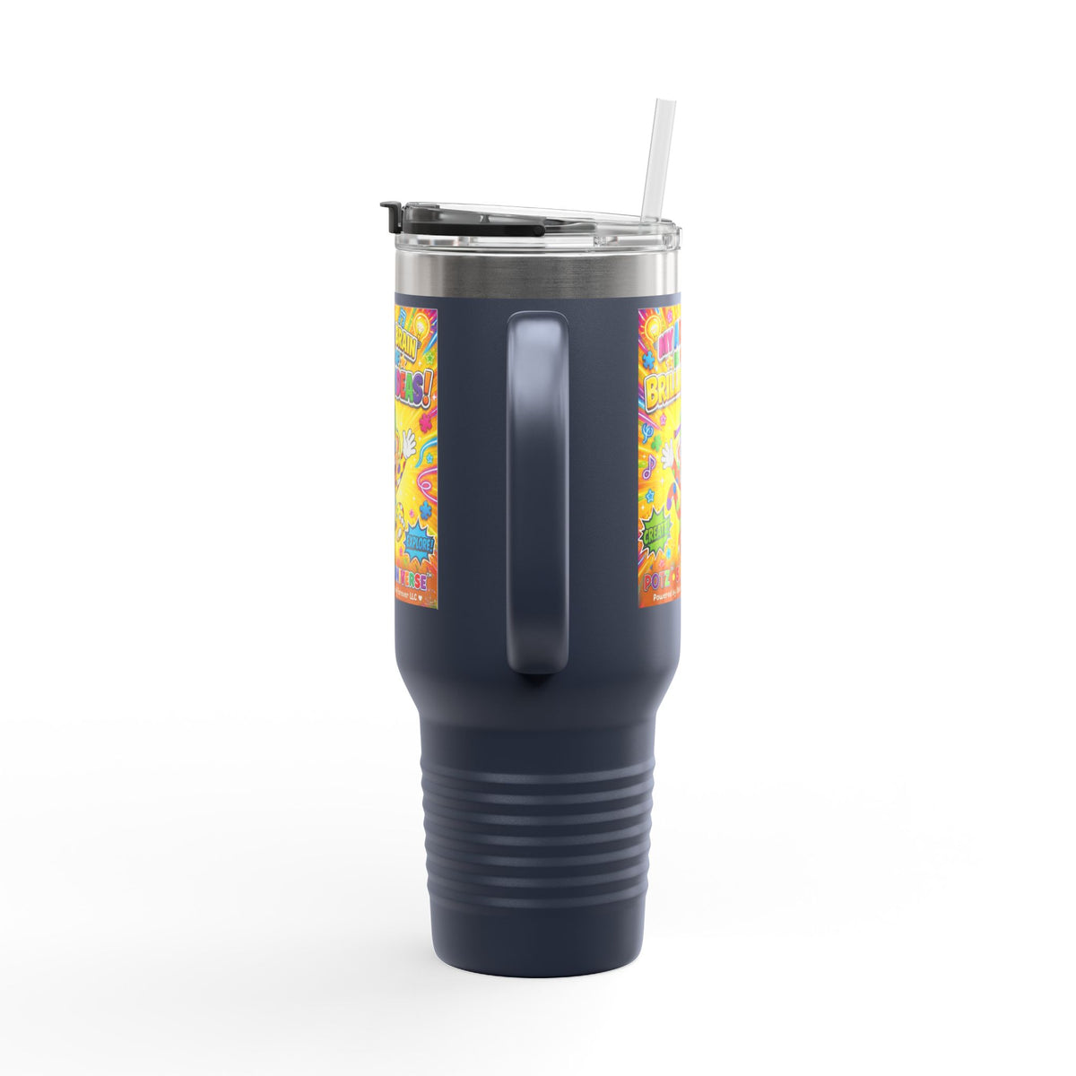 Potz™ Insulated Travel Mug 40oz – "My ADHD Brain is Full of Brilliant Ideas!" Graphic Tumbler | Smile Universe Collection