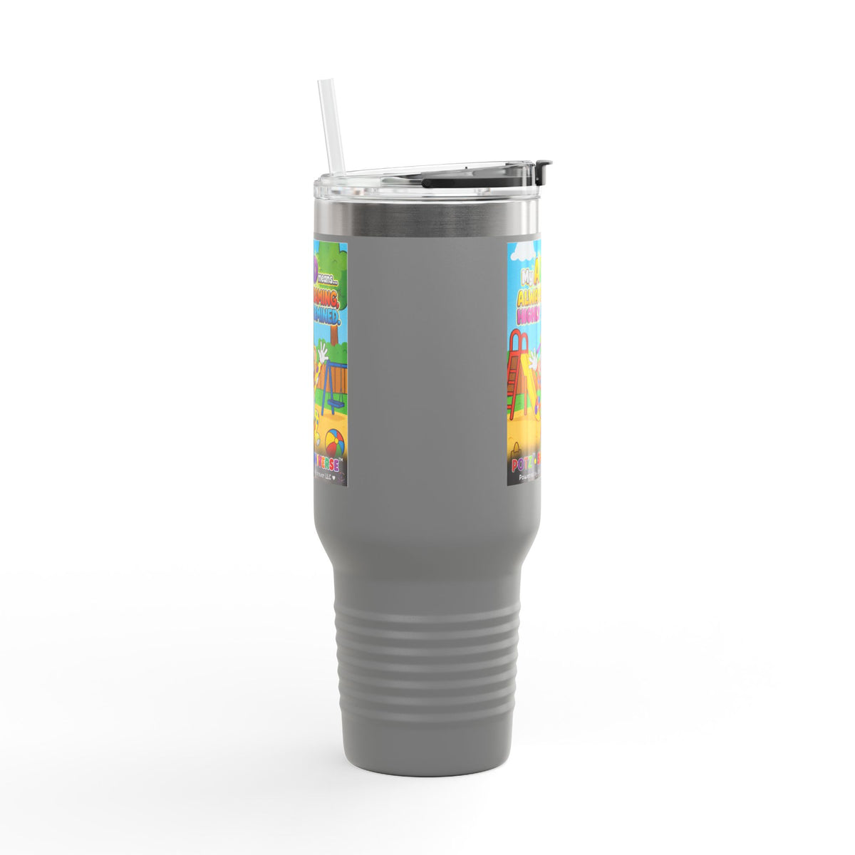 Potz™ Insulated Travel Mug 40oz – "My ADHD Means Always Dreaming, Highly Determined" Graphic Tumbler | Smile Universe Collection