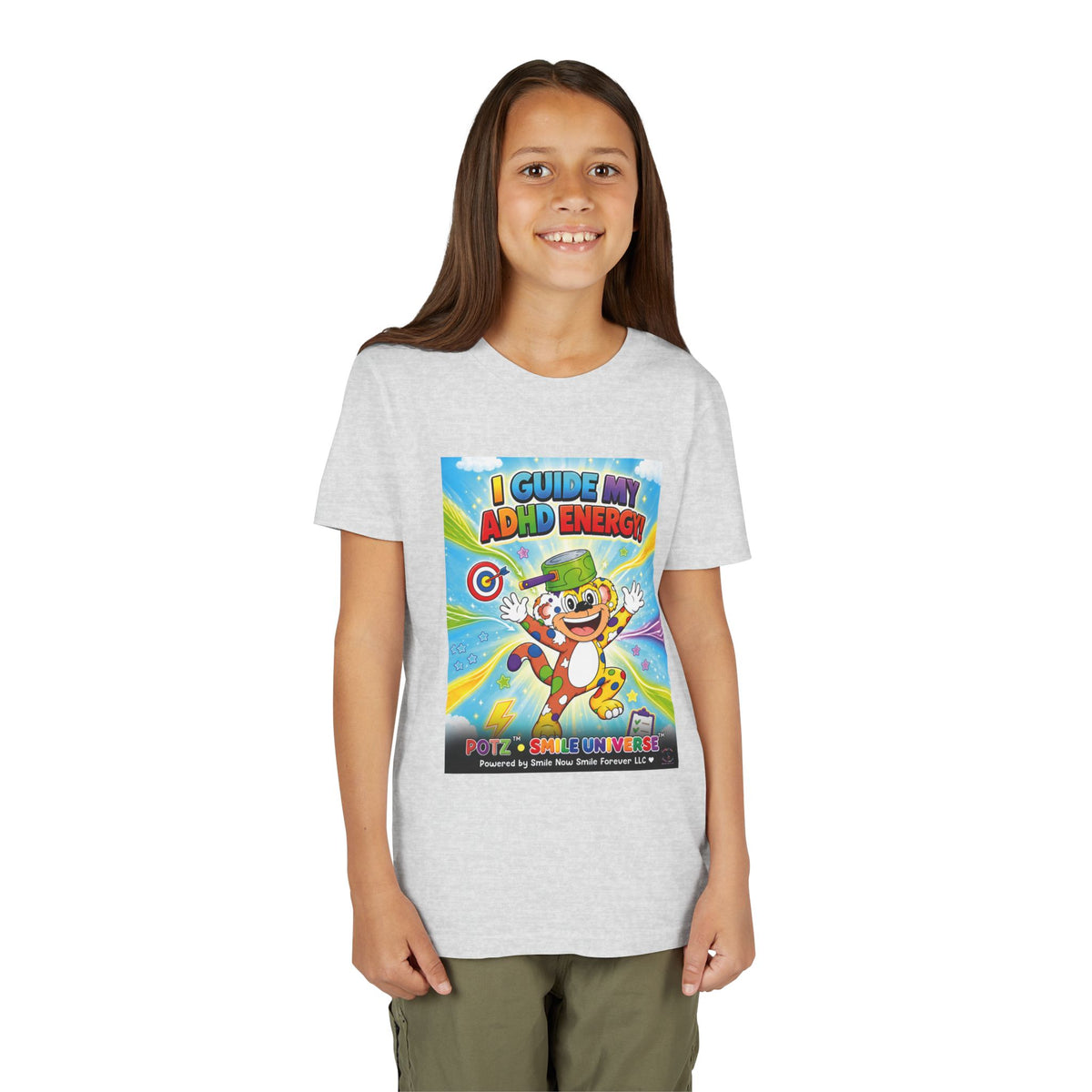 Potz™ Youth Short Sleeve Tee – "I Guide My ADHD Energy!" Graphic Tee | Smile Universe Collection