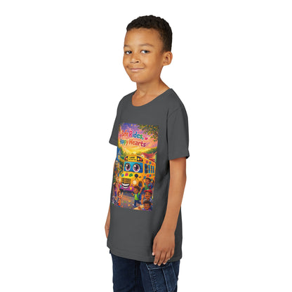 Lani™ Youth Short Sleeve Tee – "Safe Rides, Happy Hearts" Graphic