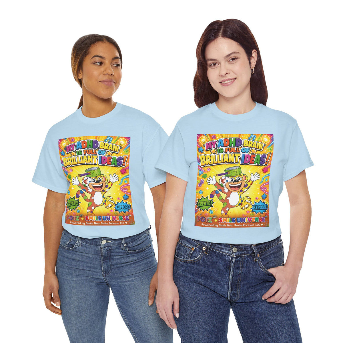 Potz™ Unisex Heavy Cotton™ Tee – "My ADHD Brain is Full of Brilliant Ideas!" Graphic Tee | Smile Universe Collection
