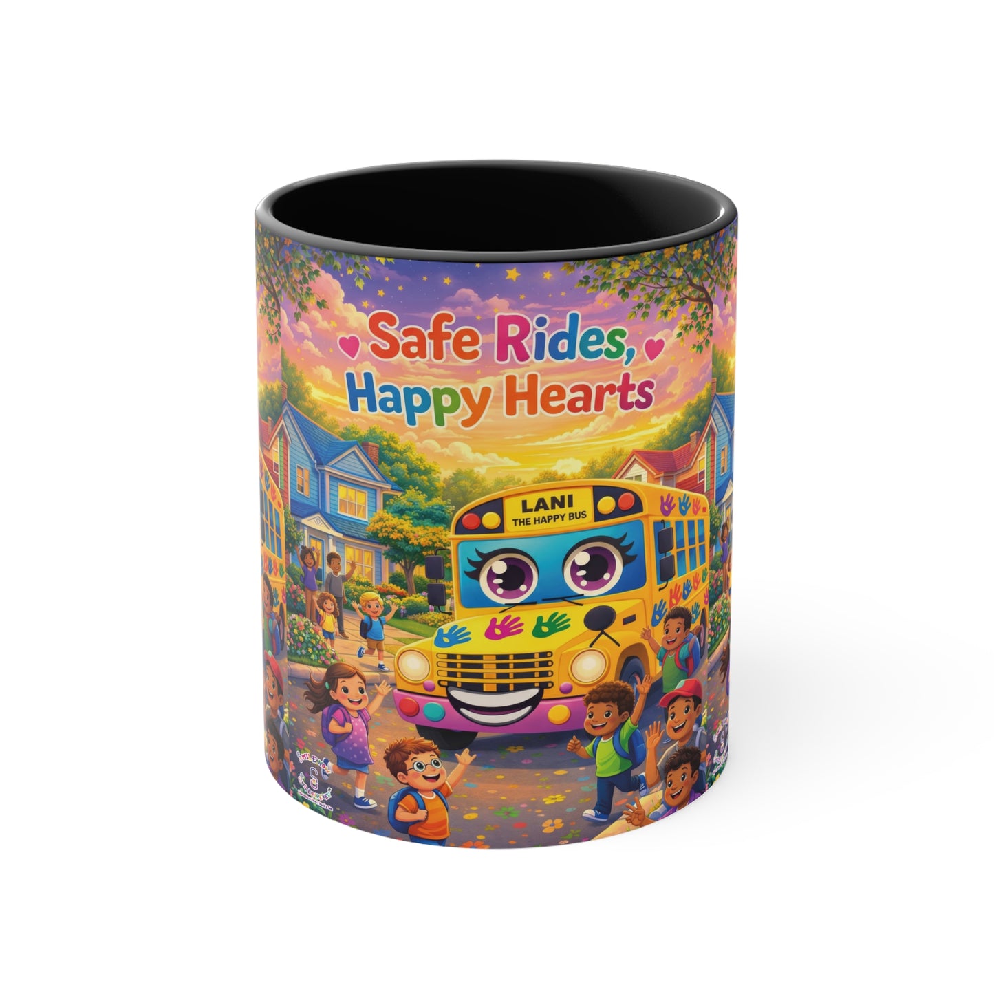 Lani™ Accent Mug – "Safe Rides, Happy Hearts" Graphic