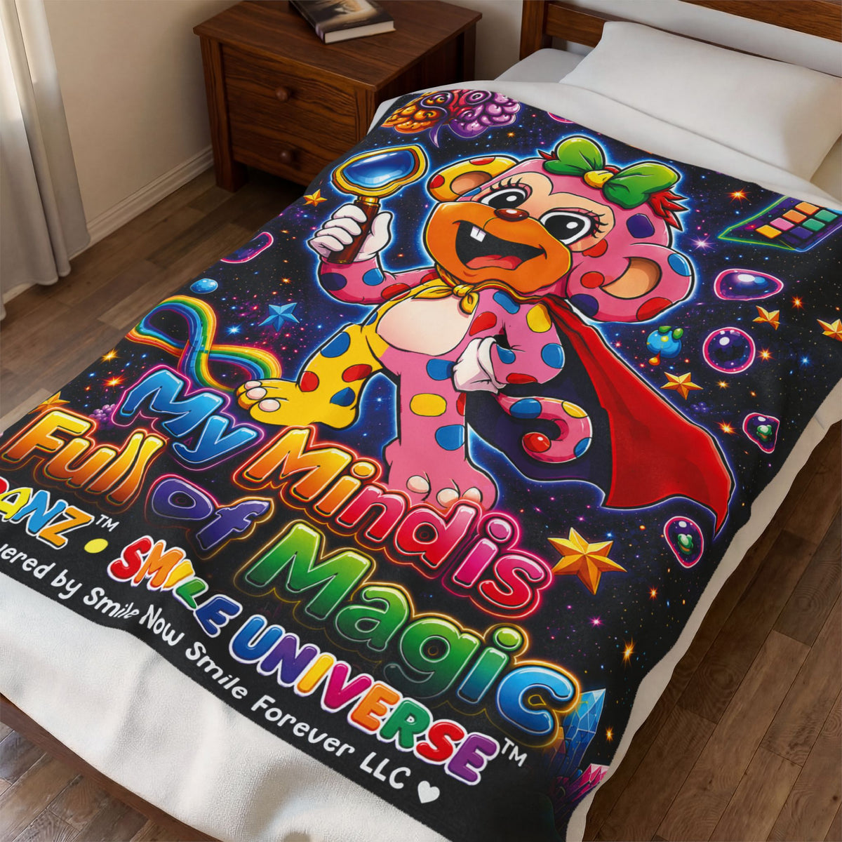 Panz™ Velveteen Plush Blanket – "My Mind is Full of Magic" Graphic | Smile Universe Collection