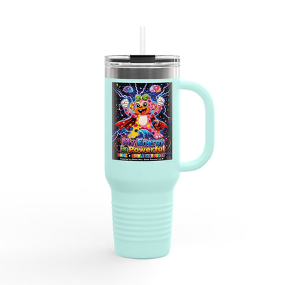 Panz™ Insulated Travel Mug 40oz – "My Energy is Powerful" Graphic Tumbler | Smile Universe Collection