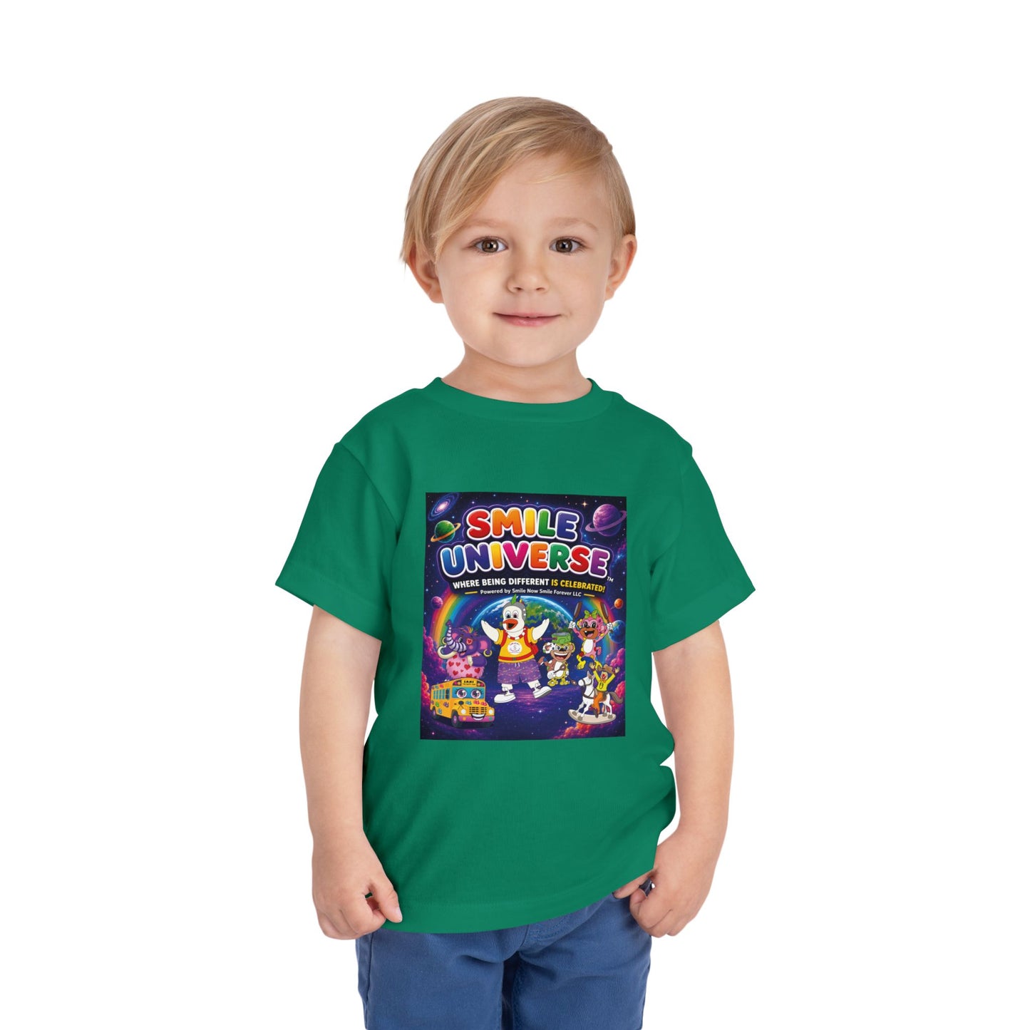 Smile Universe™ Toddler Short Sleeve Tee – "Where Being Different is CELEBRATED!" Graphic