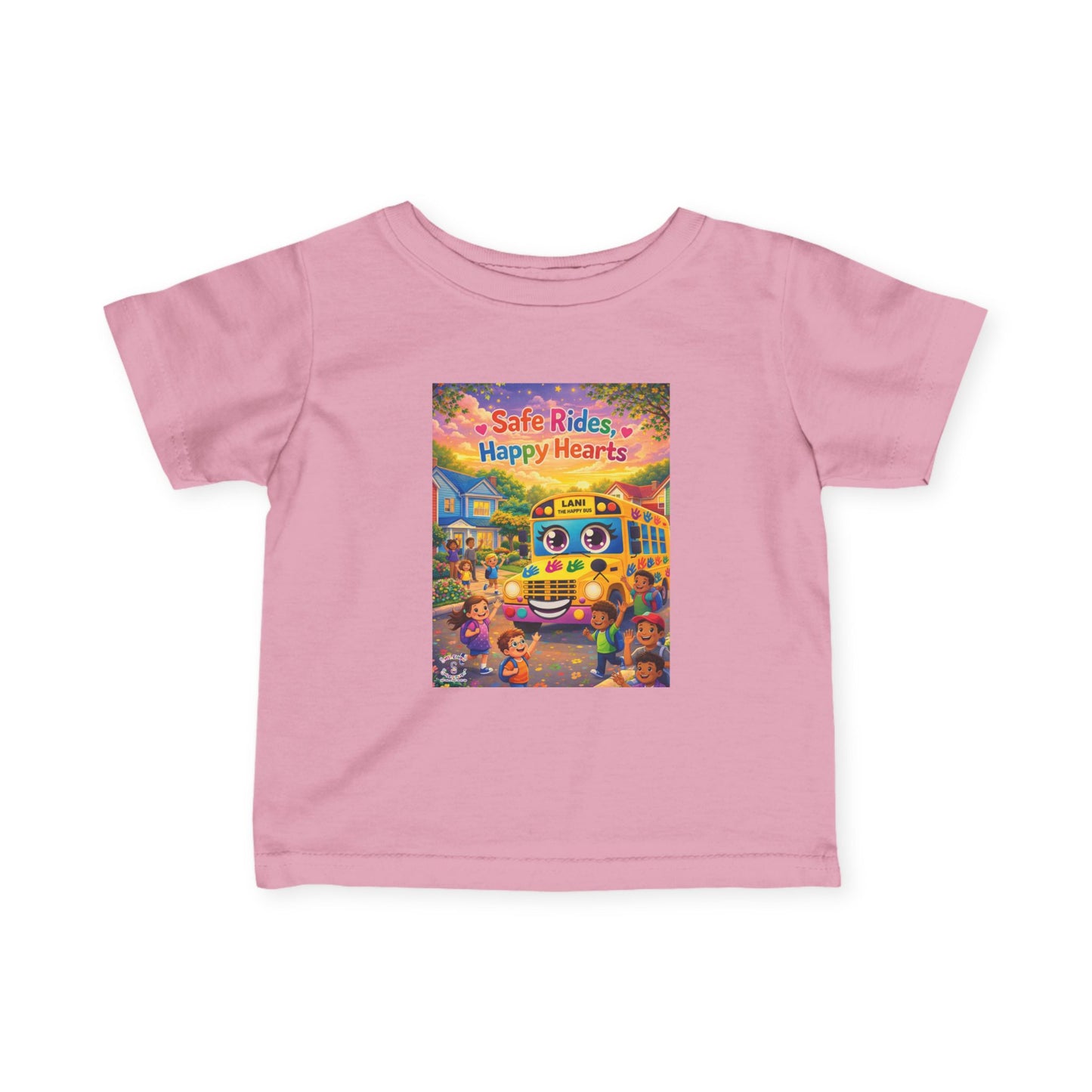 Lani™ Infant Fine Jersey Tee – "Safe Rides, Happy Hearts" Graphic