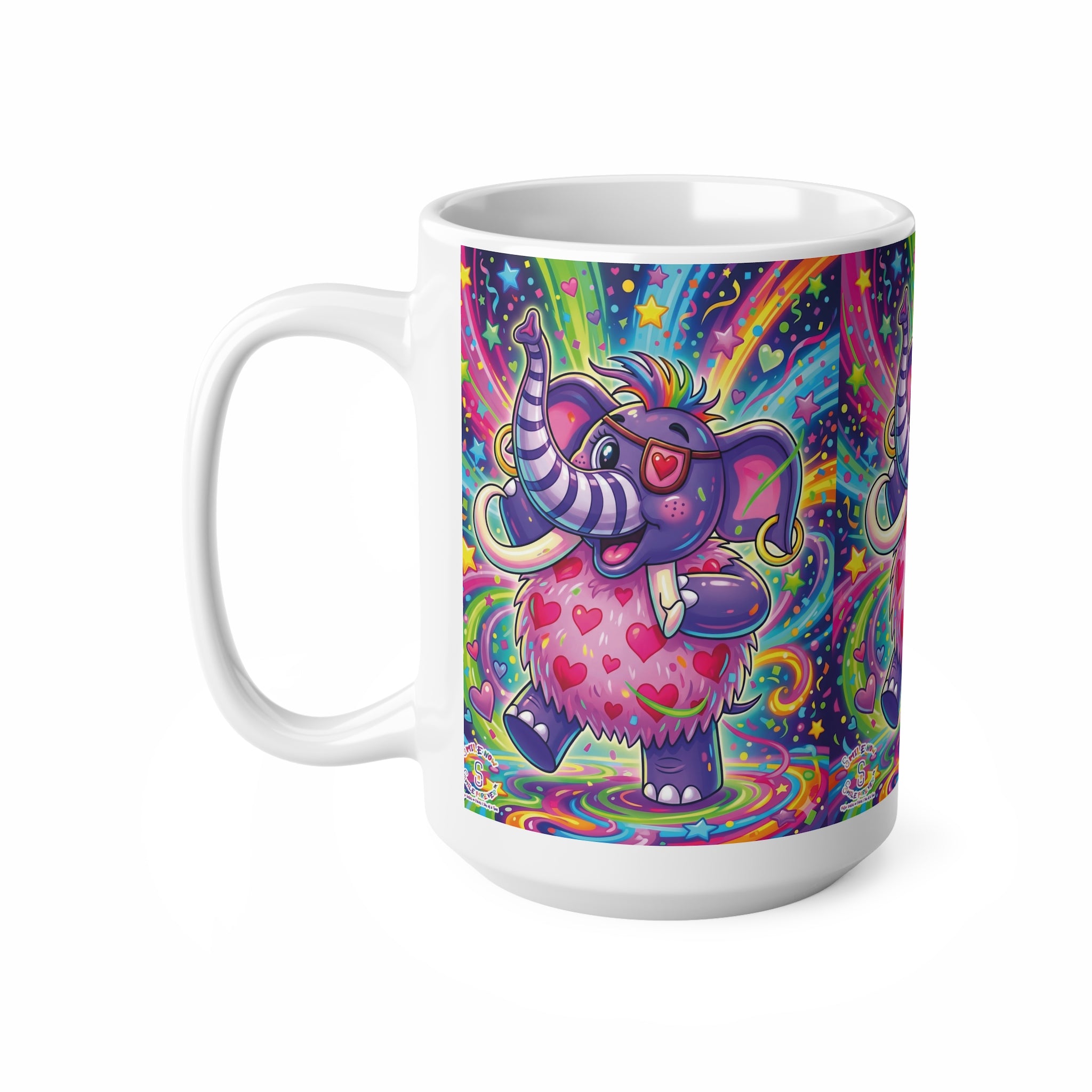 Piklez™ 11oz, 15oz Ceramic Coffee Cup – "Born to Celebrate!" Graphic | Smile Universe Collection