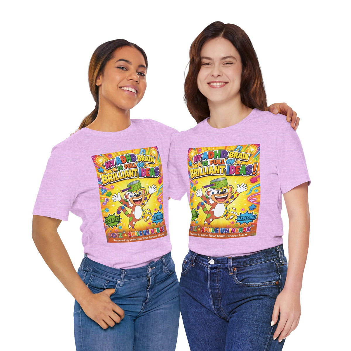 Potz™ Unisex Jersey Short Sleeve Tee – "My ADHD Brain is Full of Brilliant Ideas!" Graphic Tee | Smile Universe Collection