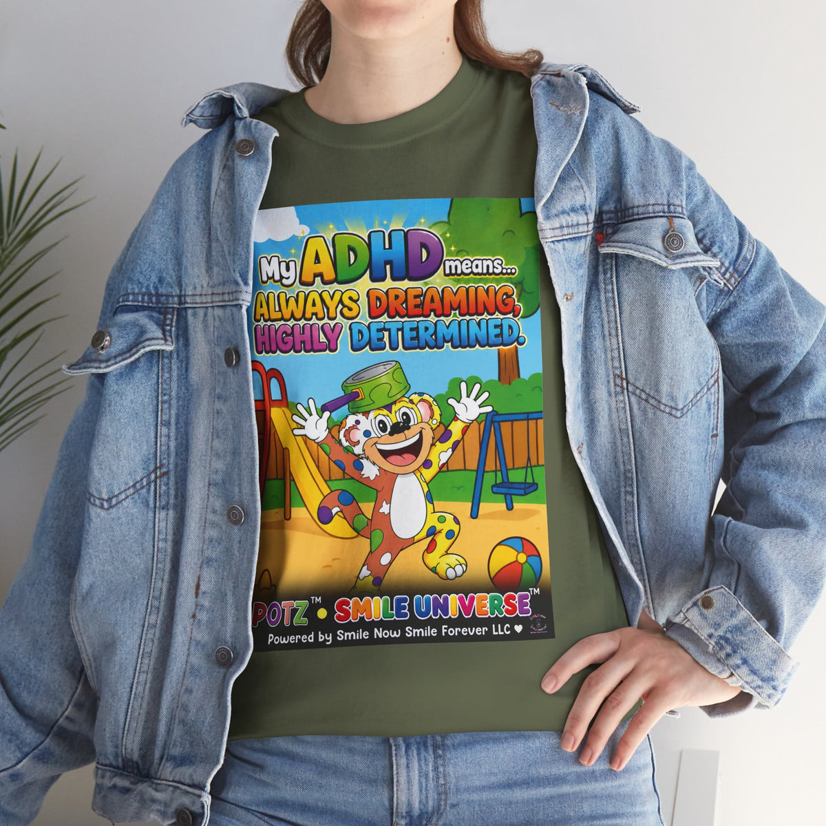 Potz™ Unisex Heavy Cotton™ Tee – "My ADHD Means Always Dreaming, Highly Determined" Graphic Tee | Smile Universe Collection
