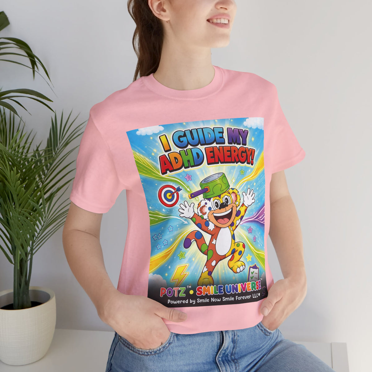Potz™ Unisex Jersey Short Sleeve Tee – "I Guide My ADHD Energy!" Graphic Tee | Smile Universe Collection
