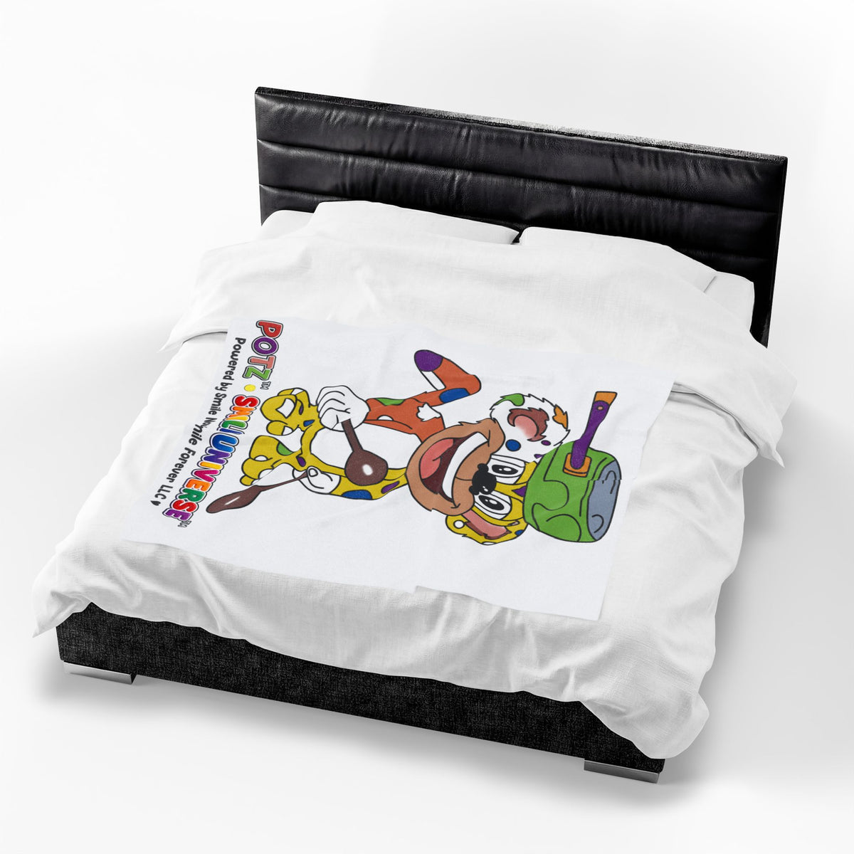 Potz™ Velveteen Plush Blanket – Playful Graphic Throw | Smile Universe Collection