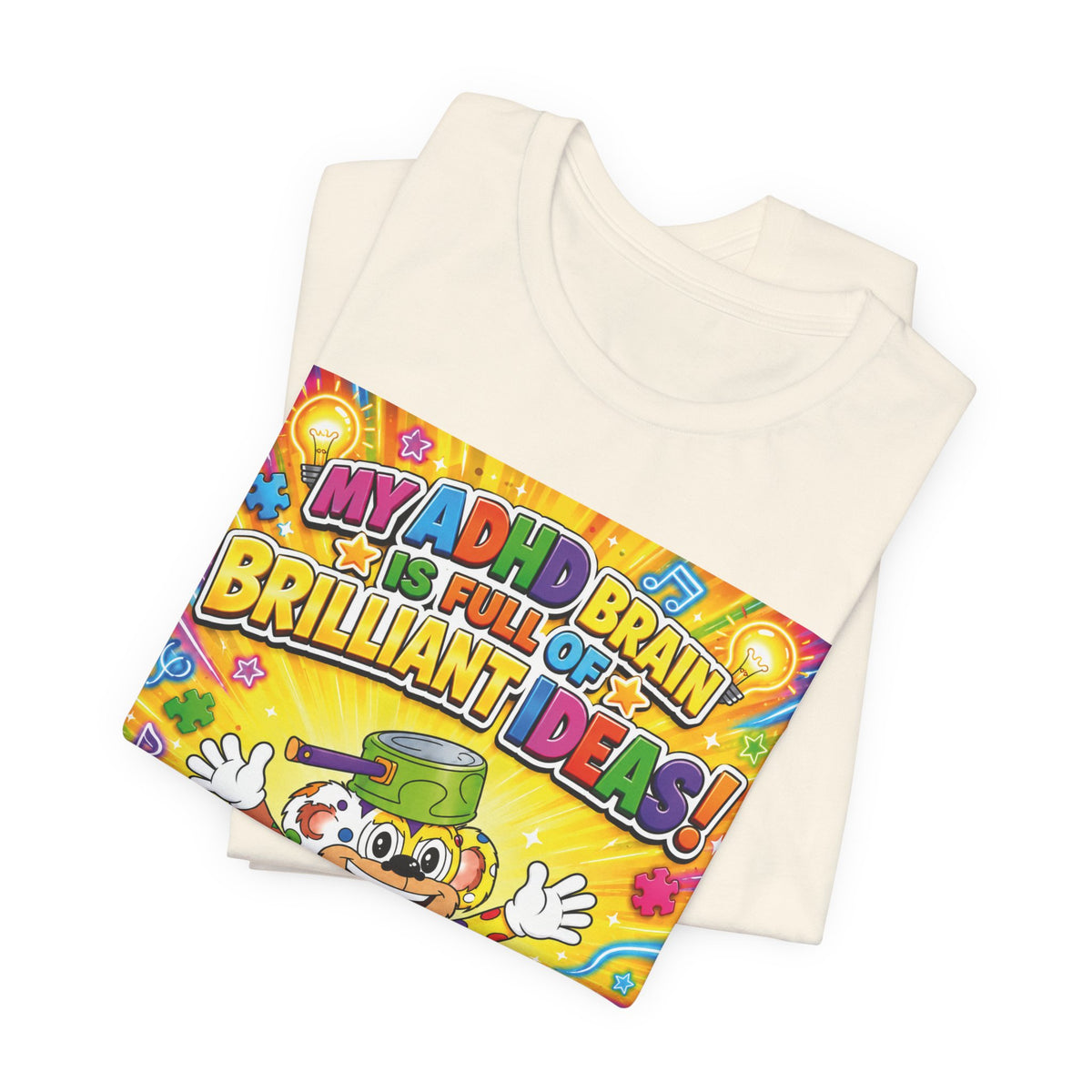 Potz™ Unisex Jersey Short Sleeve Tee – "My ADHD Brain is Full of Brilliant Ideas!" Graphic Tee | Smile Universe Collection