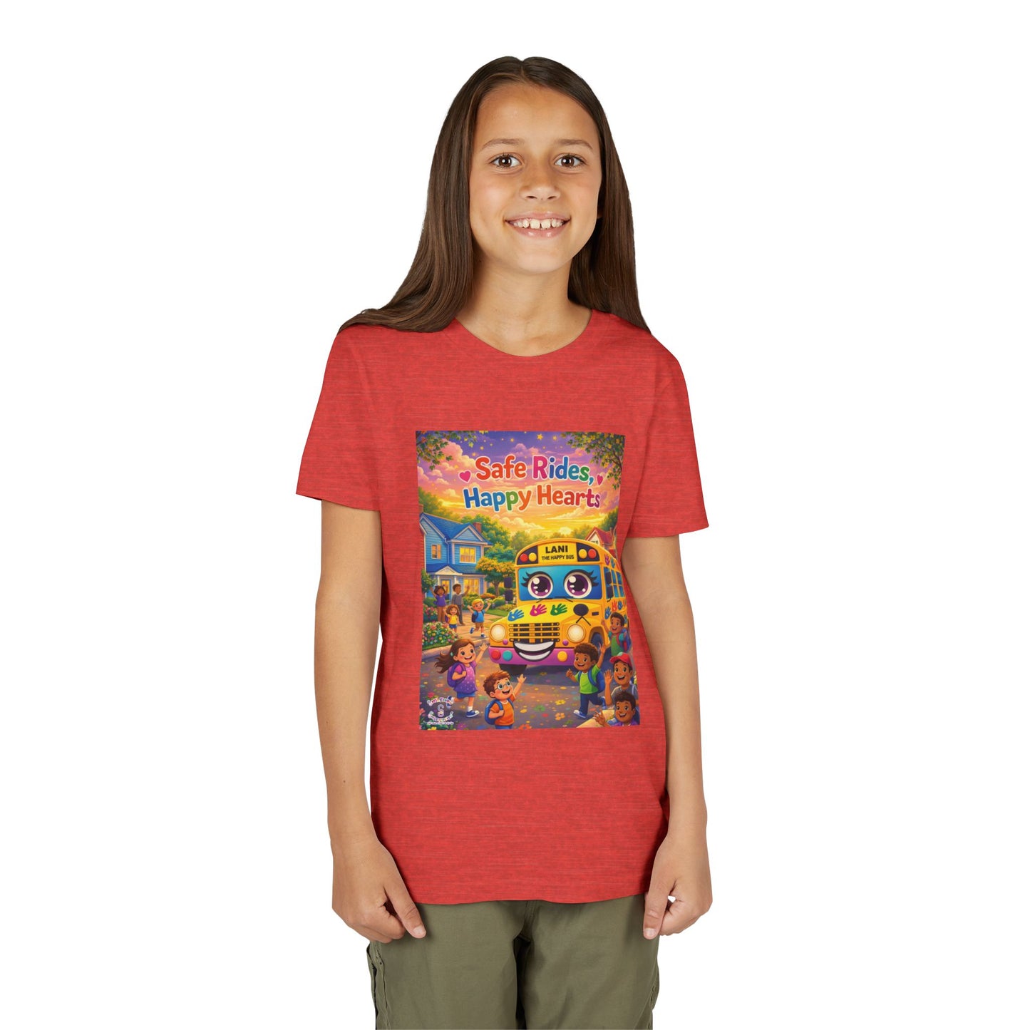 Lani™ Youth Short Sleeve Tee – "Safe Rides, Happy Hearts" Graphic