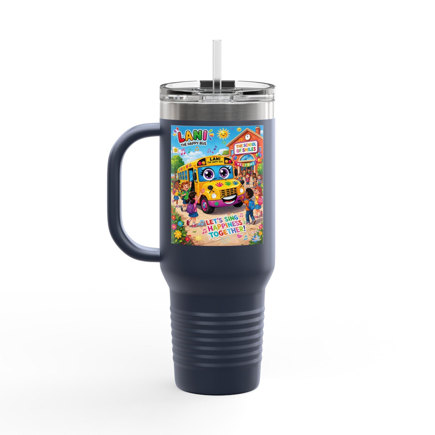 Lani™ 40oz Insulated Travel Mug – "Let's Sing Happiness Together!" Graphic