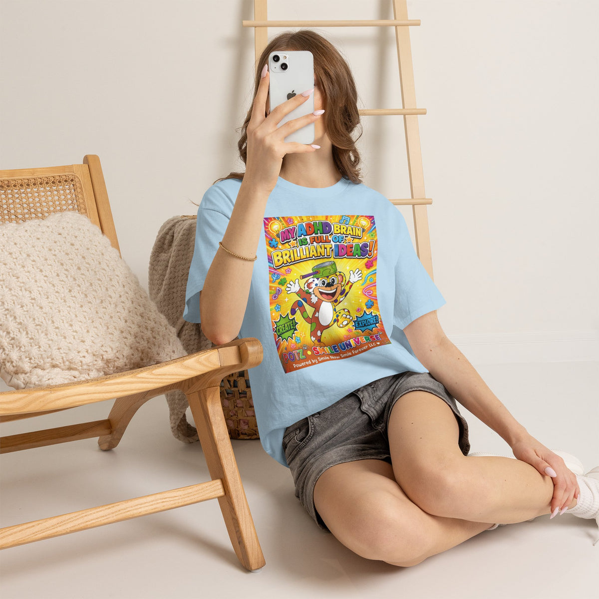 Potz™ Unisex Heavy Cotton™ Tee – "My ADHD Brain is Full of Brilliant Ideas!" Graphic Tee | Smile Universe Collection