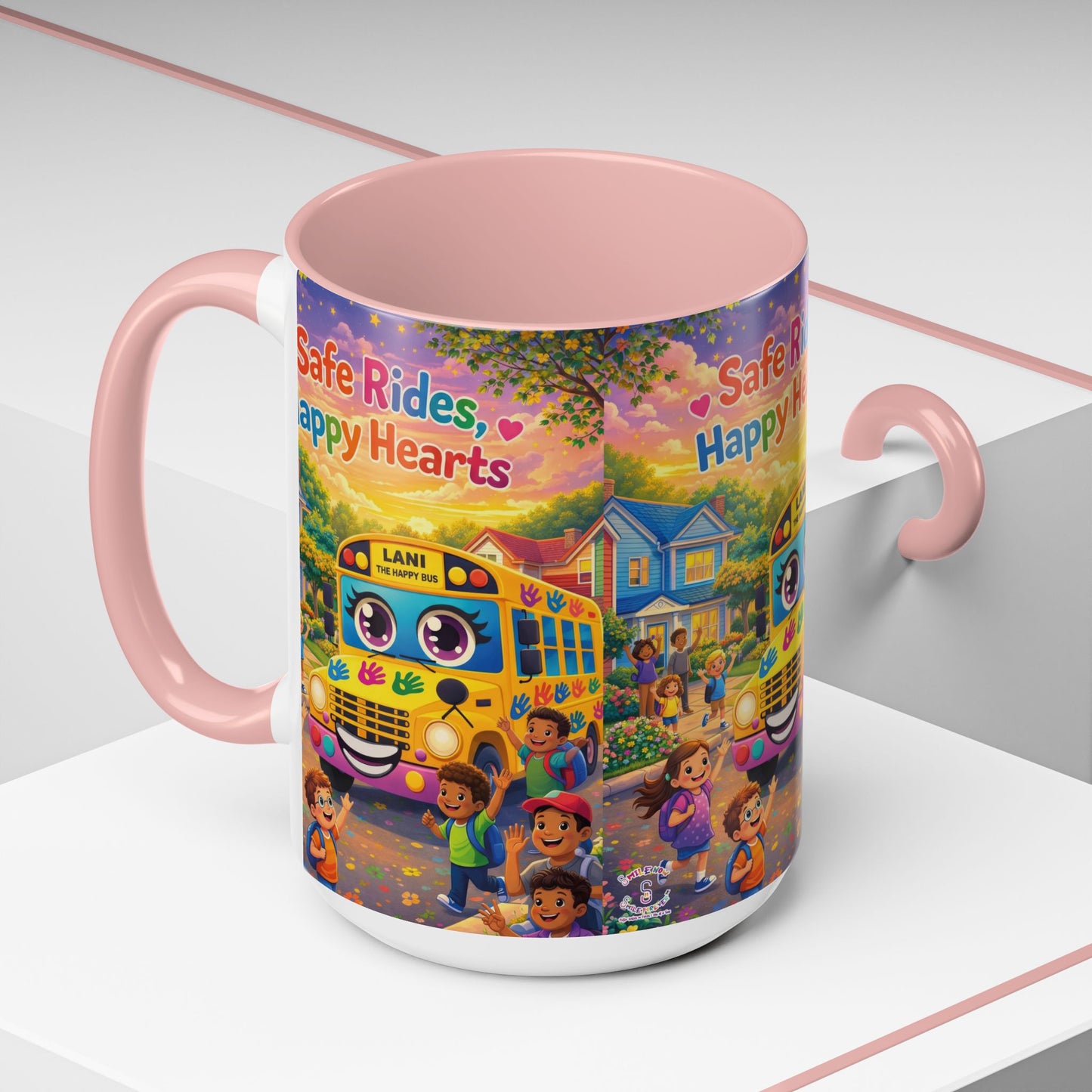 Lani™ Accent Coffee Mug (11oz & 15oz) – "Safe Rides, Happy Hearts" Graphic