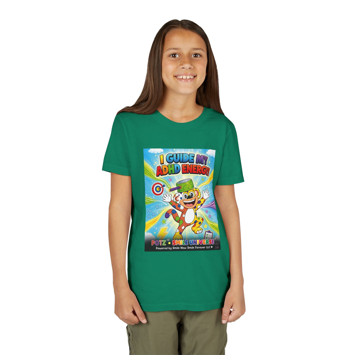 Potz™ Youth Short Sleeve Tee – "I Guide My ADHD Energy!" Graphic Tee | Smile Universe Collection