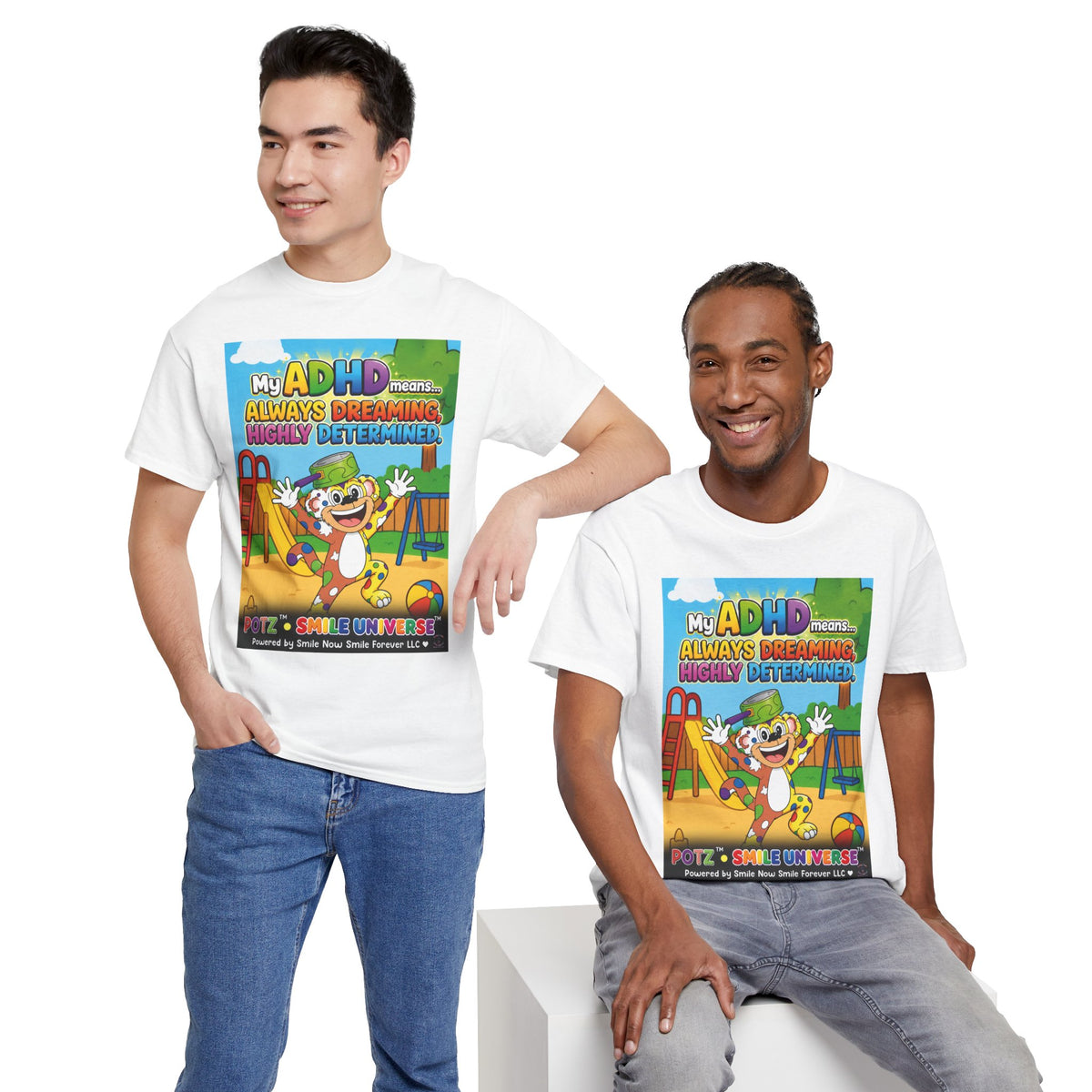 Potz™ Unisex Heavy Cotton™ Tee – "My ADHD Means Always Dreaming, Highly Determined" Graphic Tee | Smile Universe Collection