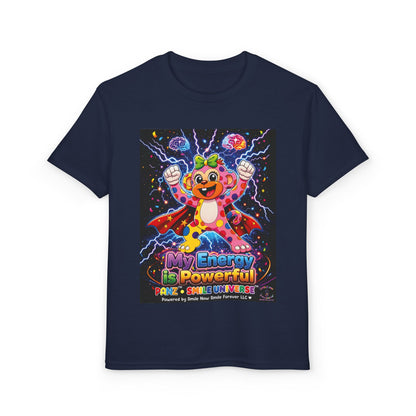 Panz™ Youth DryBlend® T-Shirt – "My Energy is Powerful" Graphic Tee | Smile Universe Collection