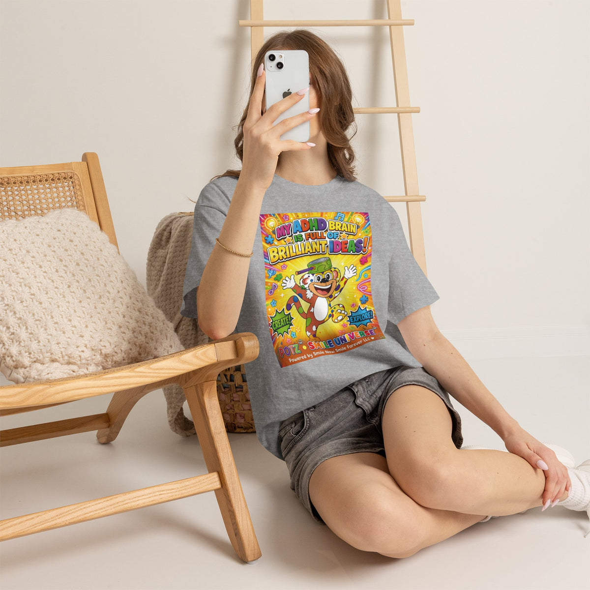 Potz™ Unisex Heavy Cotton™ Tee – "My ADHD Brain is Full of Brilliant Ideas!" Graphic Tee | Smile Universe Collection