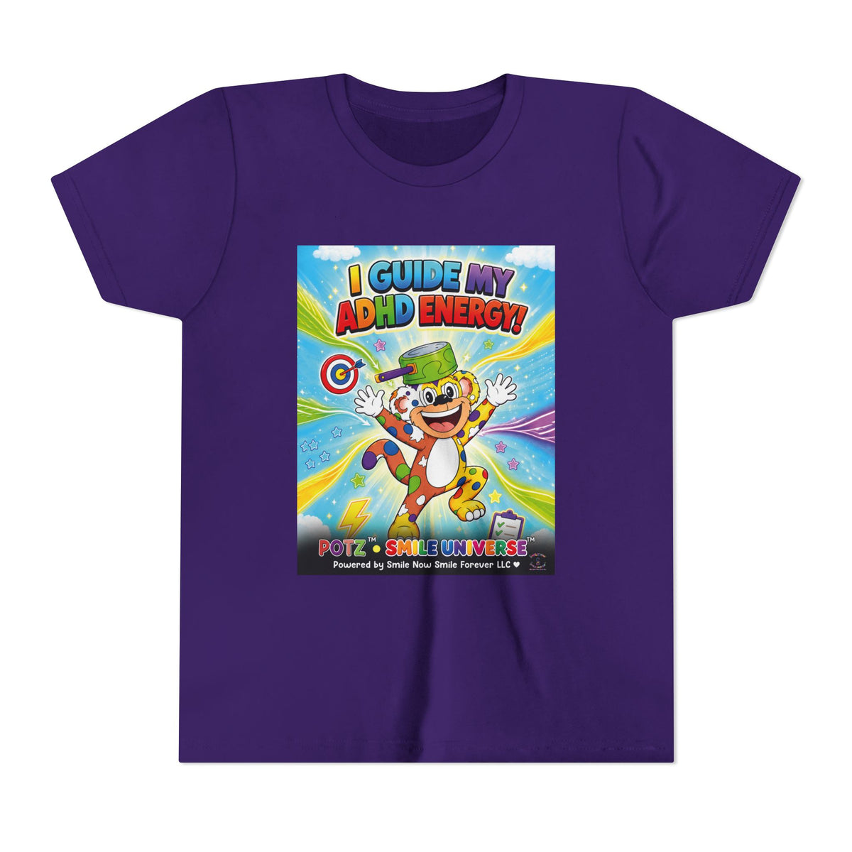Potz™ Youth Short Sleeve Tee – "I Guide My ADHD Energy!" Graphic Tee | Smile Universe Collection