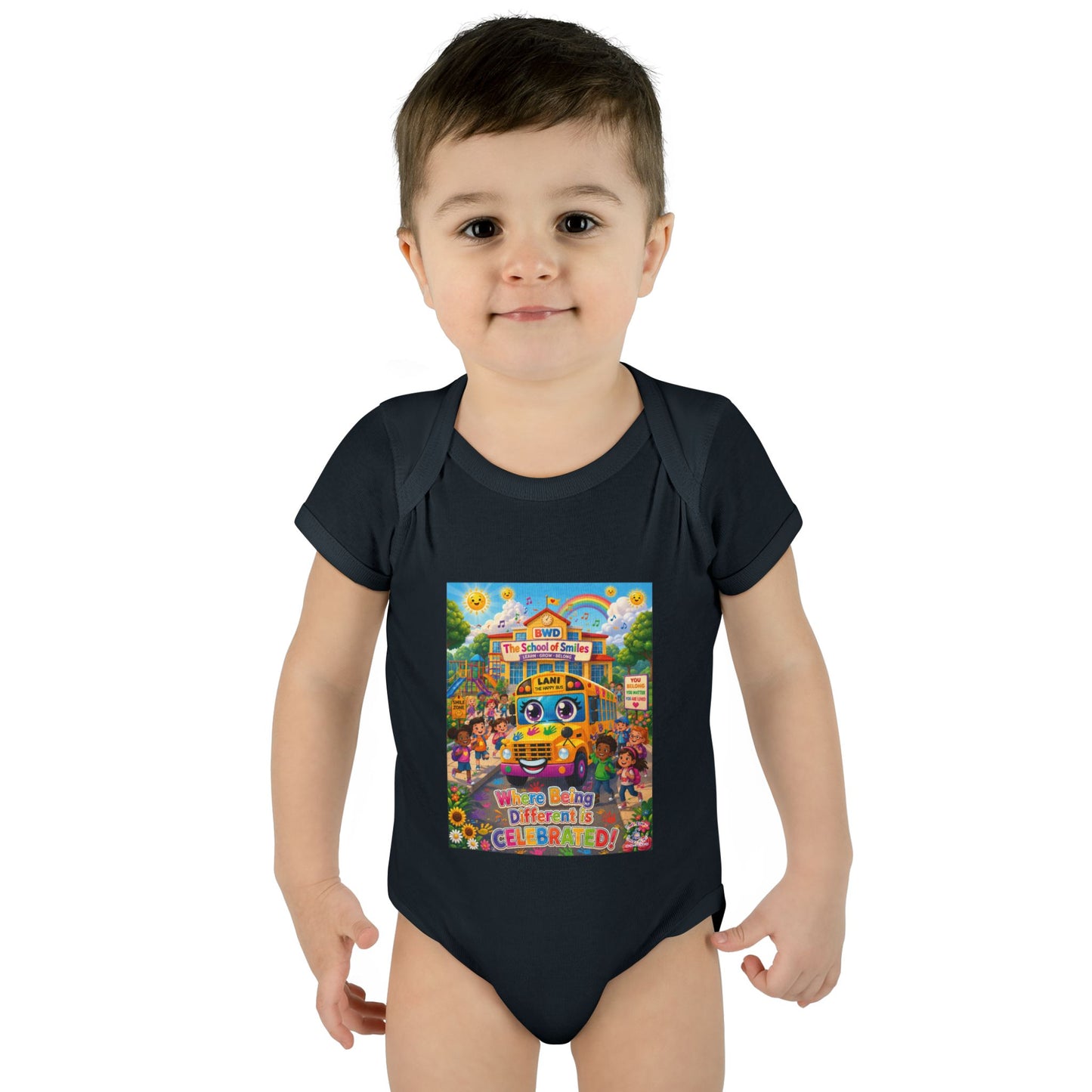 Lani™ Infant Baby Rib Bodysuit – "Where Being Different is CELEBRATED!" Graphic