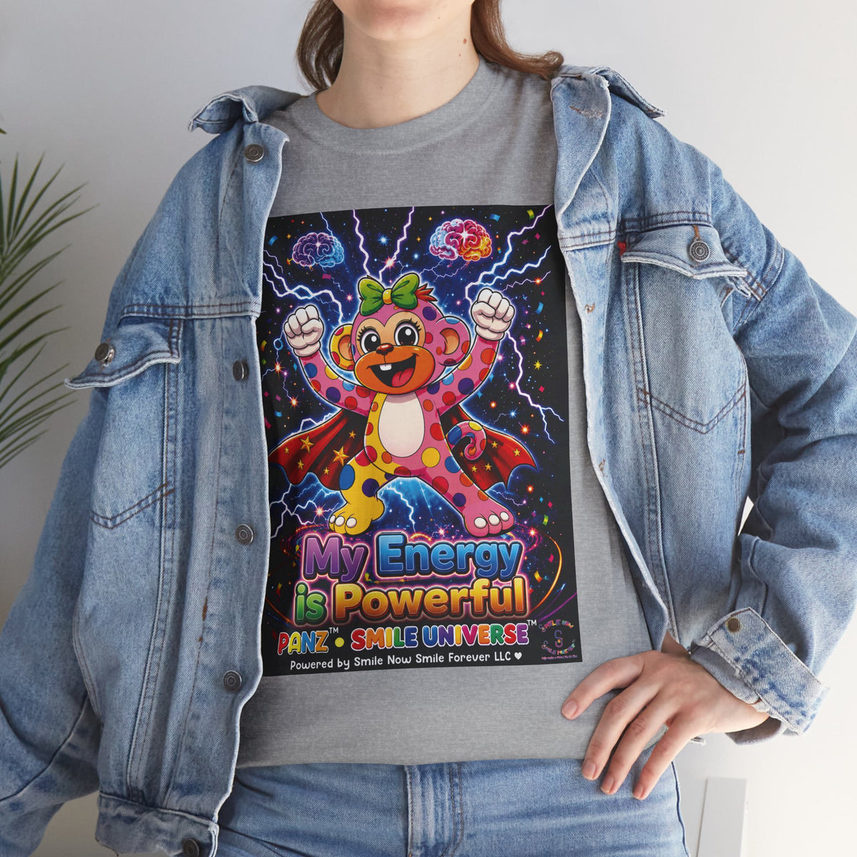 Panz™ Unisex Heavy Cotton™ Tee For Adult – "My Energy is Powerful" Graphic Tee | Smile Universe Collection