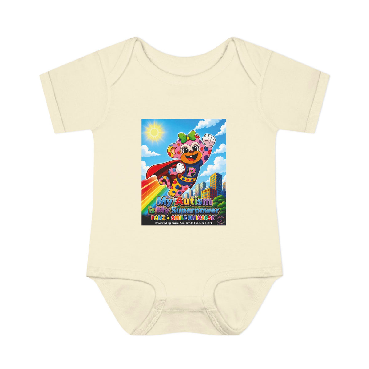 Panz™ Infant Baby Rib Bodysuit – "My Autism is My Superpower" Graphic | Smile Universe Collection