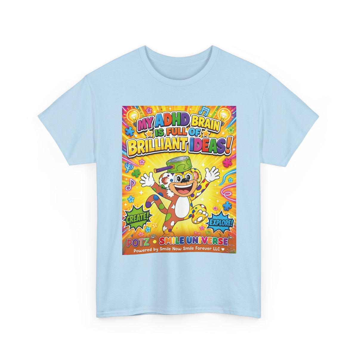 Potz™ Unisex Heavy Cotton™ Tee – "My ADHD Brain is Full of Brilliant Ideas!" Graphic Tee | Smile Universe Collection