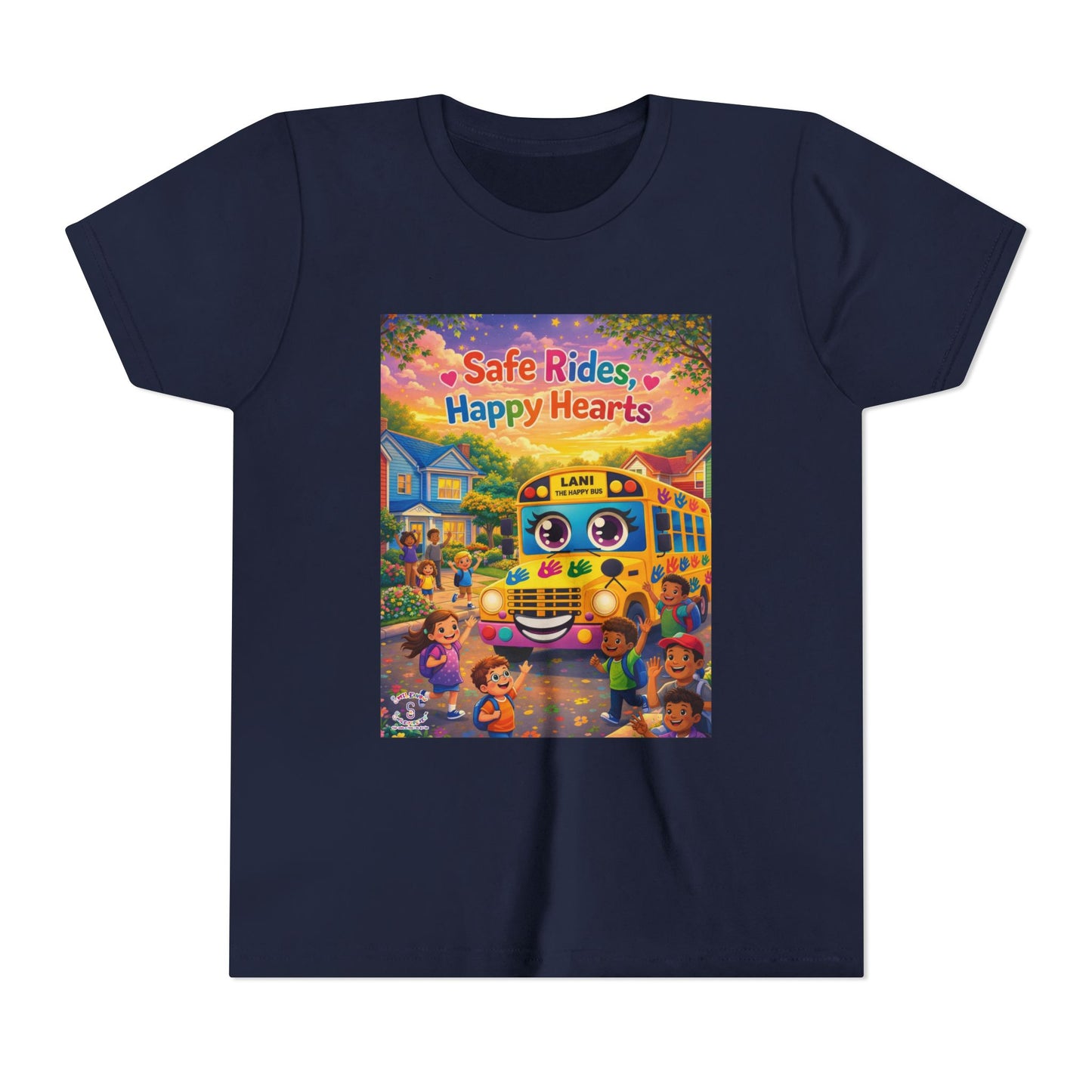 Lani™ Youth Short Sleeve Tee – "Safe Rides, Happy Hearts" Graphic