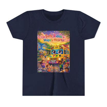 Lani™ Youth Short Sleeve Tee – "Safe Rides, Happy Hearts" Graphic