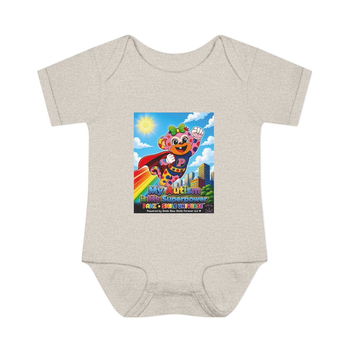 Panz™ Infant Baby Rib Bodysuit – "My Autism is My Superpower" Graphic | Smile Universe Collection