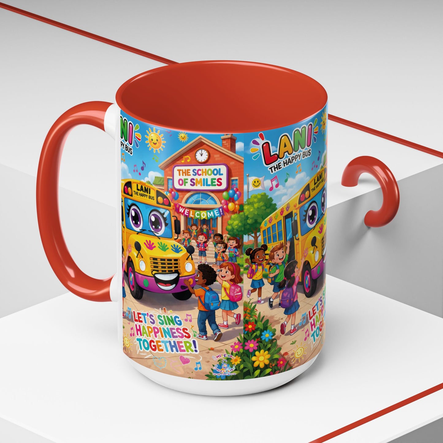 Lani™ Accent Coffee Mug (11oz & 15oz) – "Let's Sing Happiness Together!" Graphic