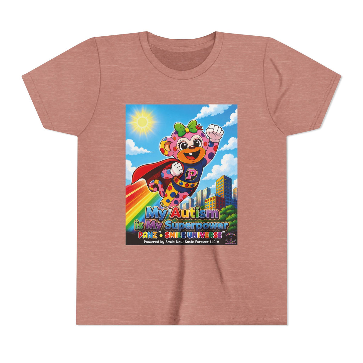 Panz™ Youth Short Sleeve Tee – "My Autism is My Superpower" Graphic | Smile Universe Collection