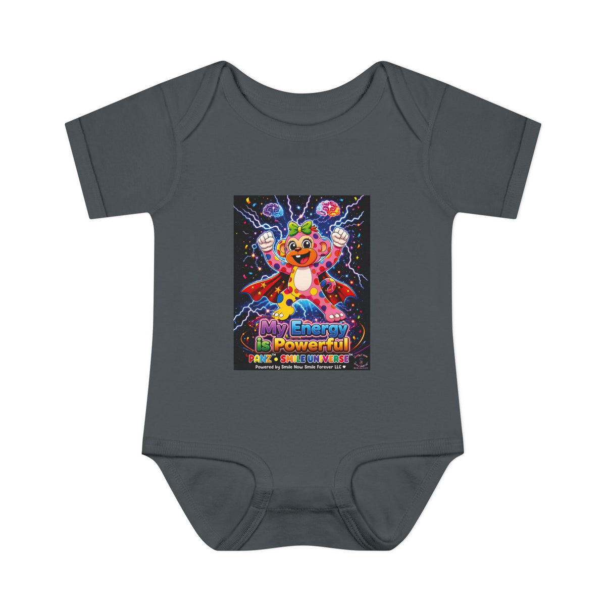 Panz™ Infant Baby Rib Bodysuit – "My Energy is Powerful" Graphic Onesie | Smile Universe Collection