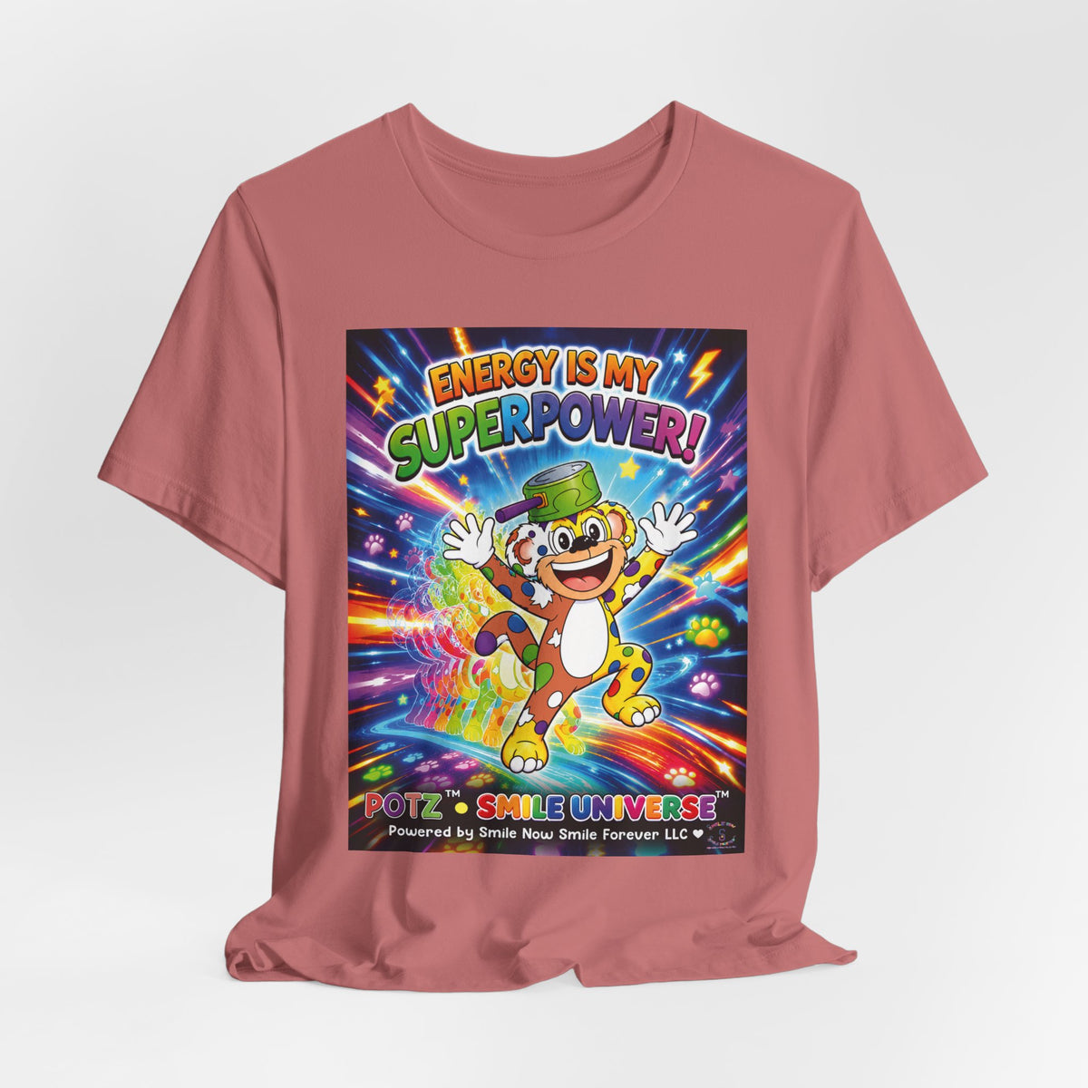 Potz™ Unisex Jersey Short Sleeve Tee – "Energy is My Superpower!" Graphic Tee | Smile Universe Collection