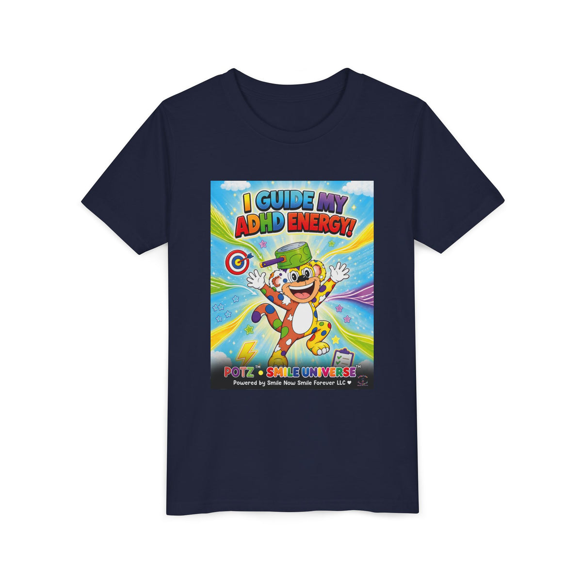 Potz™ Youth Short Sleeve Tee – "I Guide My ADHD Energy!" Graphic Tee | Smile Universe Collection