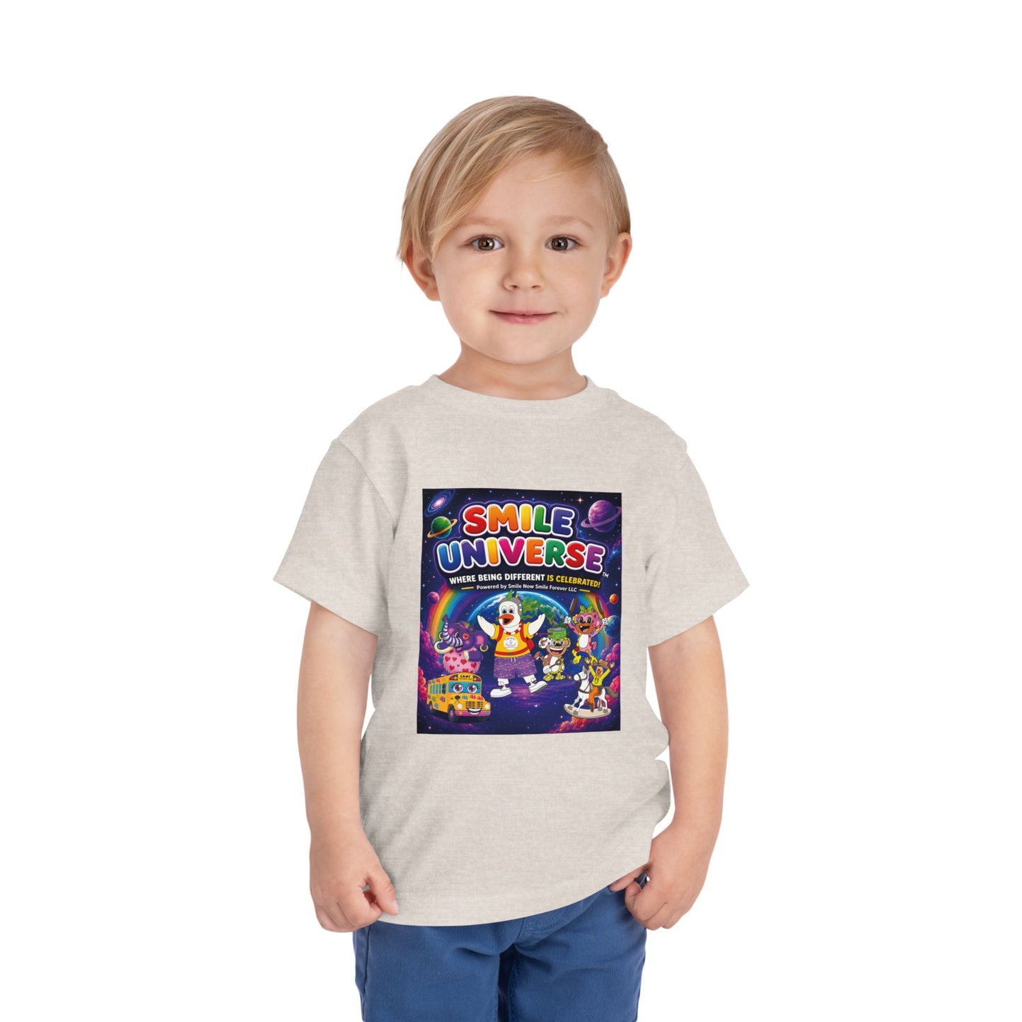 Smile Universe™ Toddler Short Sleeve Tee – "Where Being Different is CELEBRATED!" Graphic
