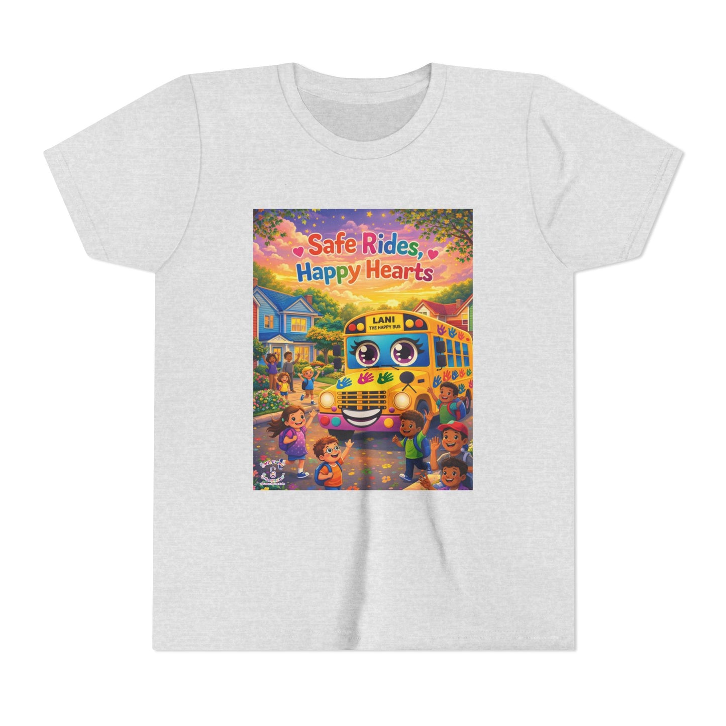 Lani™ Youth Short Sleeve Tee – "Safe Rides, Happy Hearts" Graphic