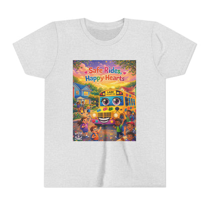 Lani™ Youth Short Sleeve Tee – "Safe Rides, Happy Hearts" Graphic