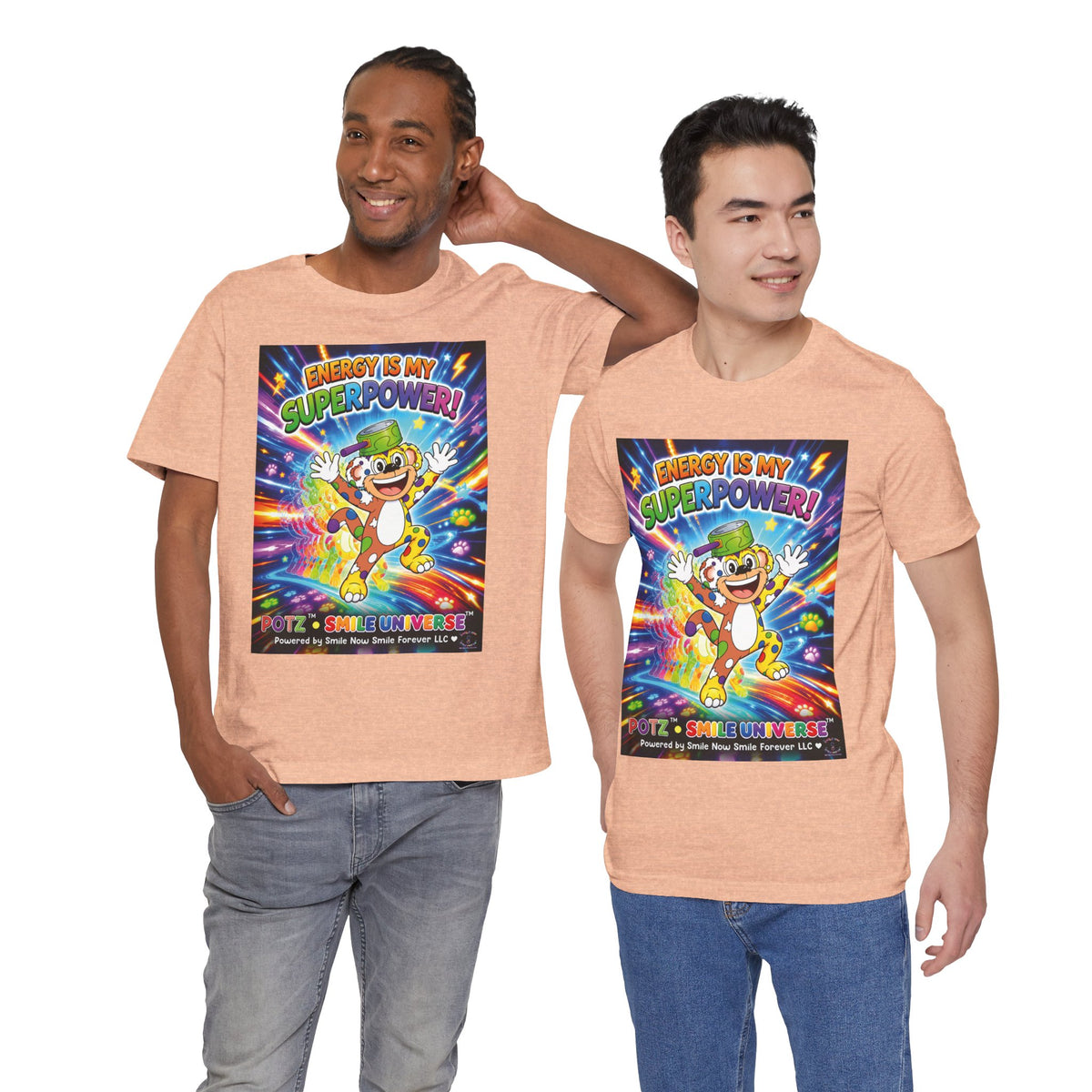 Potz™ Unisex Jersey Short Sleeve Tee – "Energy is My Superpower!" Graphic Tee | Smile Universe Collection