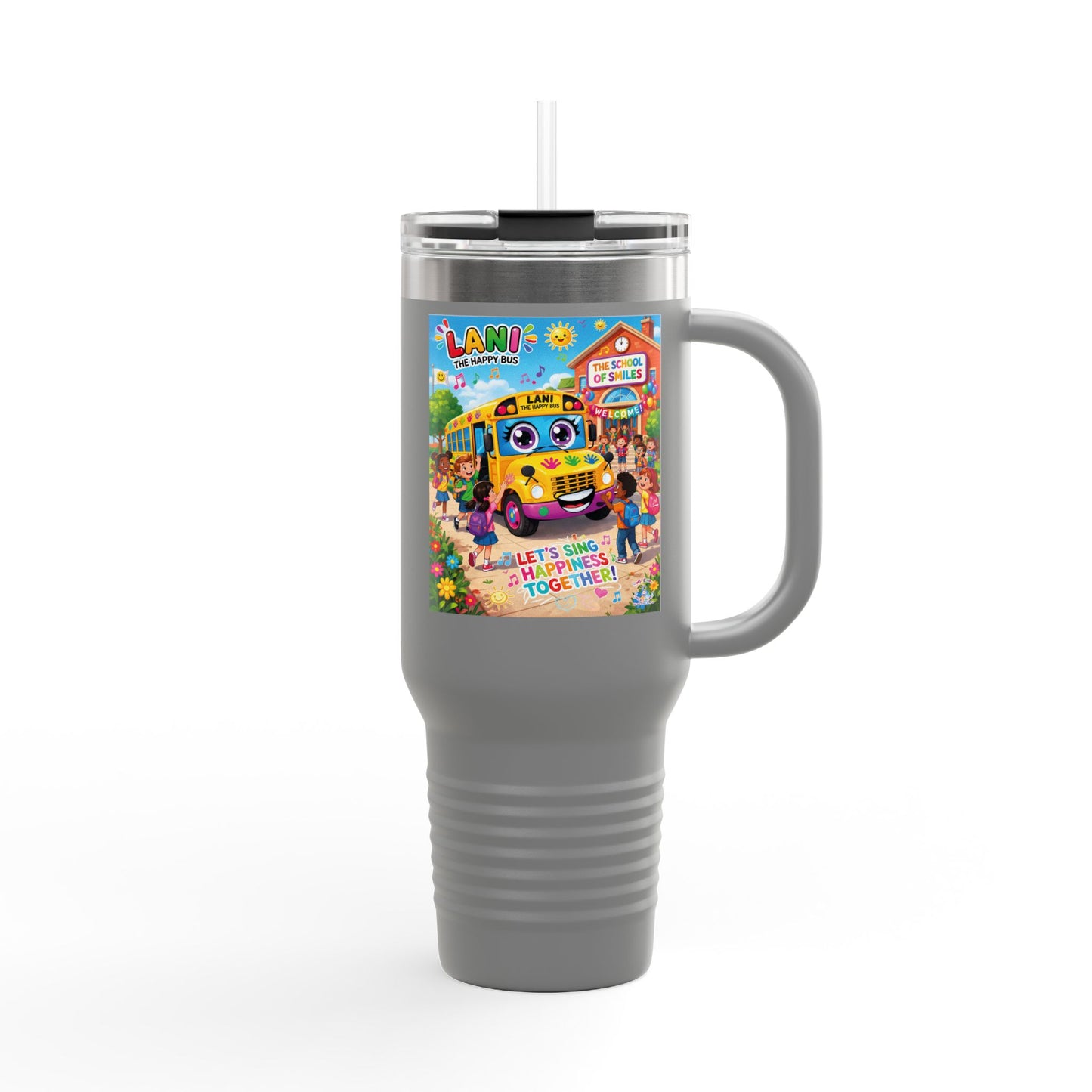 Lani™ 40oz Insulated Travel Mug – "Let's Sing Happiness Together!" Graphic