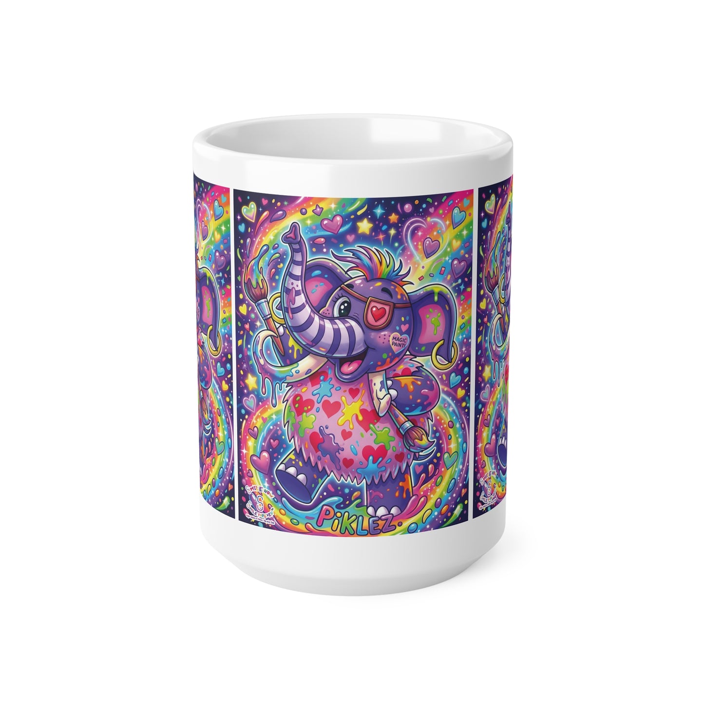 Piklez™ 12oz Ceramic Coffee Cup – "Magic Paint!" Graphic | Smile Universe Collection