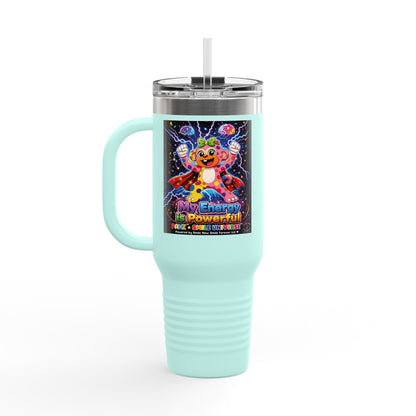 Panz™ Insulated Travel Mug 40oz – "My Energy is Powerful" Graphic Tumbler | Smile Universe Collection