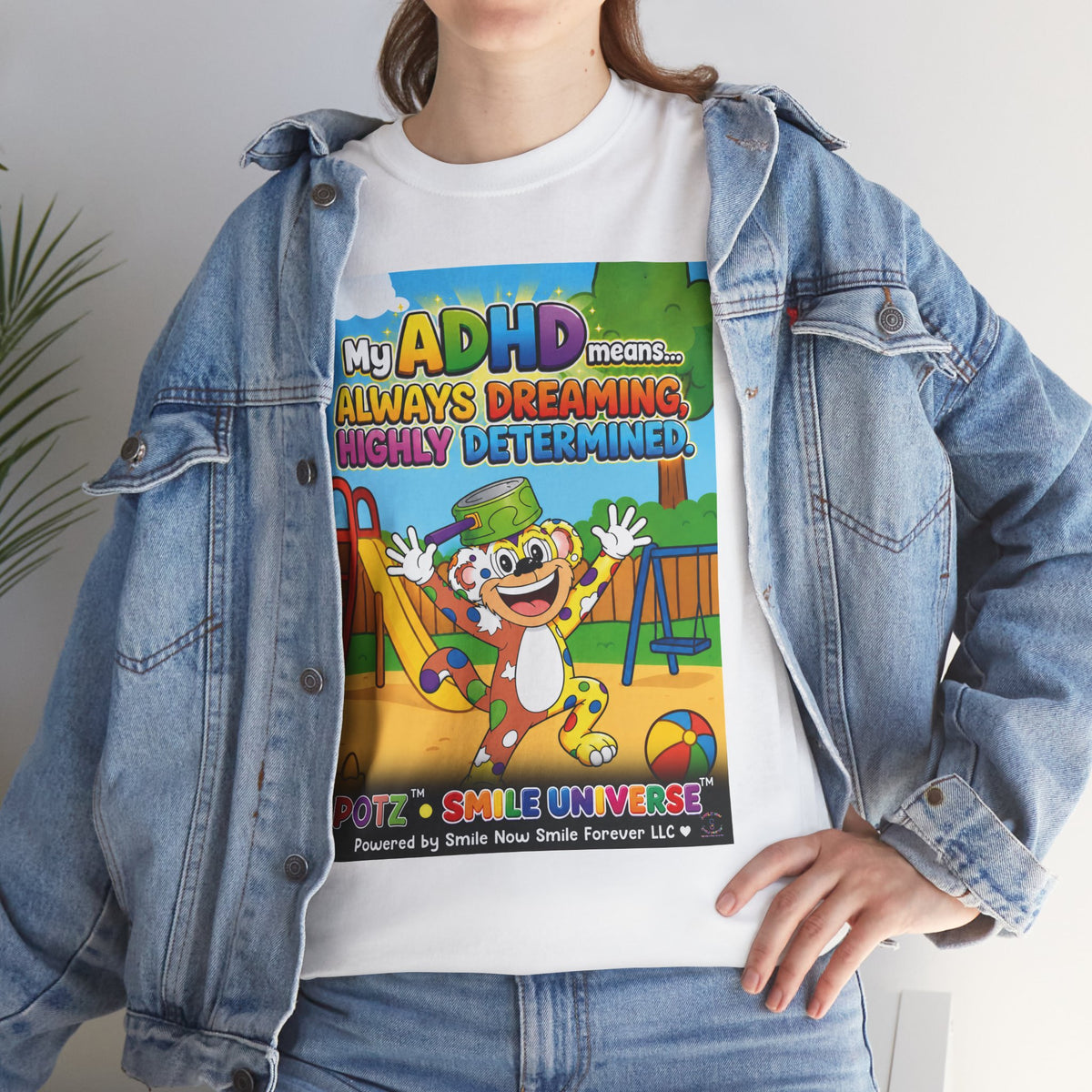 Potz™ Unisex Heavy Cotton™ Tee – "My ADHD Means Always Dreaming, Highly Determined" Graphic Tee | Smile Universe Collection