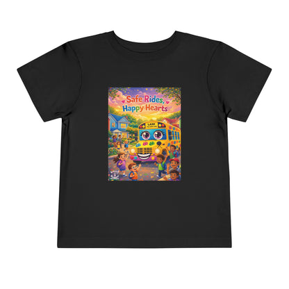 Lani™ Toddler Short Sleeve Tee – "Safe Rides, Happy Hearts" Graphic