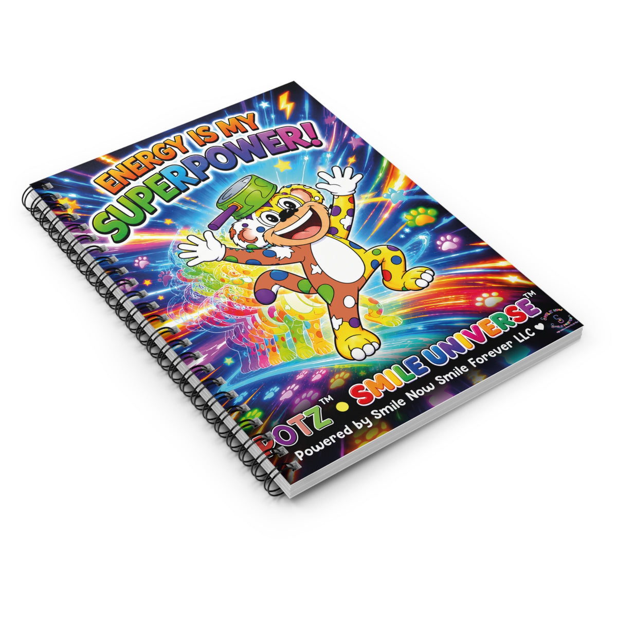Potz™ Spiral Notebook – "Energy is My Superpower!" Graphic Ruled Notebook | Smile Universe Collection